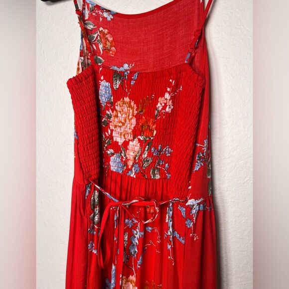 Band of Gypsies Floral Red Maxi Dress POCKETS medium - Picture 5 of 10